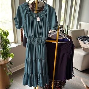 Green Puff Sleeve Midi Sundress